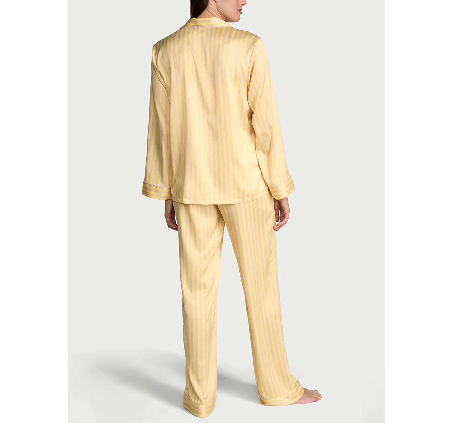 Піжама Glazed Satin Long Pajama Set Yellow Stripe